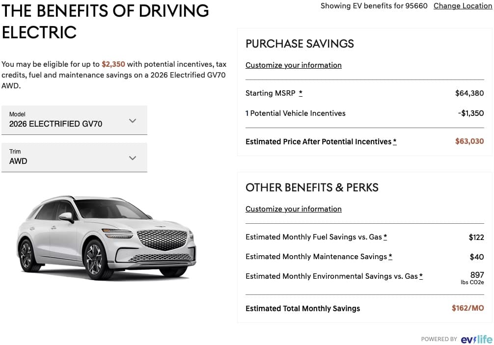 Genesis EV incentive calculator