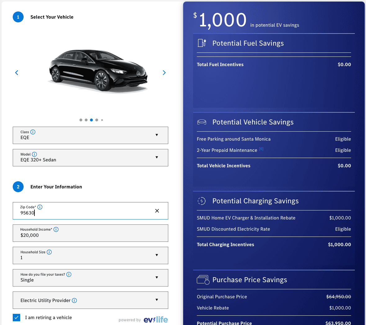 Mercedes-Benz EV incentive calculator